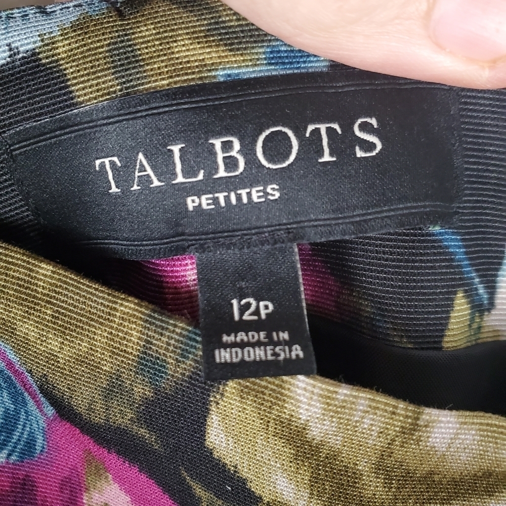 Talbots Floral Pencil Skirt - Black, Pink, Green. Cotton/Silk Blend. 12P. #0188 - Picture 3 of 9